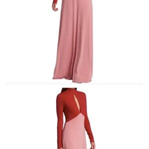 HALSTON Womens Brin Cut-Out key hole color block Maxi Evening Dress gown